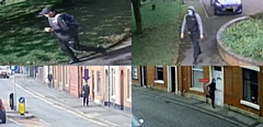 4 images of Patrick Hood, images on the left show him conducting reconnaissance on the morning of the robbery. images of the right show how he changed his appearance to commit the offence