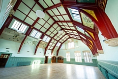 Red, green and gold takes the Bright Hall room back to what it would have looked like in William Crossland's day