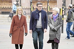 Outgoing deputy mayor Bev Hughes, mayor Andy Burnham and incoming deputy mayor Kate Green