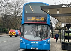 The 163 Diamond bus which connects Heywood, Langley and Middleton with Bury and Manchester