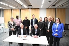 Back row (L-R): Councillor Janet Emsley, Dr Owen Williams, Dr Mo Jiva, Anthony Hassall, Steve Taylor, Sandra Croasdale, Sally McIvor, Councillor Daalat Ali, Councillor Rachel Massey. Front row (L-R): Steve Rumbelow and Warren Heppolette