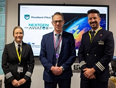 Captain Claire Durston; Newhouse Careers Lead, Iain Baird, and CEO of Resilient Pilot, Stuart Beech