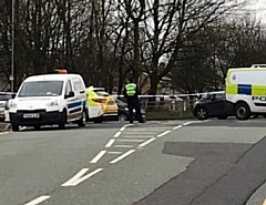 Fieldhouse Road was shut by police for several hours