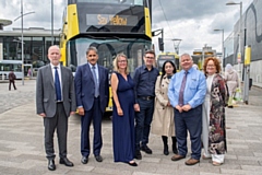 (L-R) Vernon Everitt, Councillor Shah Wazir, Councillor Lucy Smith, Andy Burnham, Councillor Arooj Shah, Councillor Neil Emmott, Lorna Fitzsimons