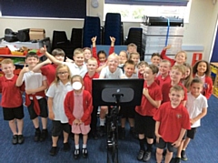 The sponsored peloton at Newhey Community Primary School