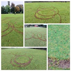 Damage caused to the bowling green at Queen's Park, Heywood