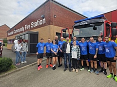 Dolly Rose Campbell and Daniel Brocklebank at Rochdale Community Fire Station