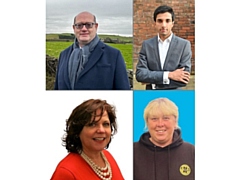 The candidates standing in the North Middleton by-election: (clockwise from top left) Iain Donaldson, Liberal Democrat; Sajid Majid, Conservative; Donna Martin,  Labour; Keeley O'Mara, Middleton Independents Party