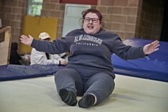 A Rochdale Gateway Leisure service enjoys a therapy session on the trampoline