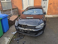 One of numerous cars damaged in Littleborough 