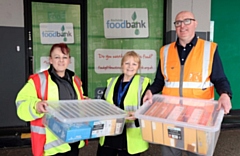 Kevin Mullin with (left) driver Vicky Furlong and Rochdale Foodbank volunteer co-ordinator Irene Wilcox.

