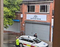 Suspected arson attack on the corner of Yorkshire Street and Union Street 