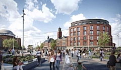 CGI of how the new apartment block opposite Rochdale Railway Station could look