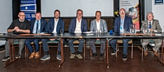 Directors of Rochdale AFC present at the meeting on Monday night: (l-R) Richard Knight, Tony Pockney, Adam Saul, Jamie Willoughby, Cameron Ogden, Simon Gauge and Murray Knight