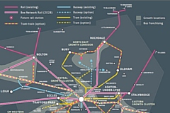 A GMCA map showing options for expanding Greater Manchester's Metrolink service