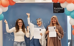 Students celebrating at Rochdale Sixth Form College