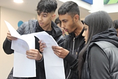 Pupils at Matthew Moss High School on results day 2024