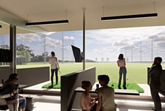 A CGI view from the planned golf bays