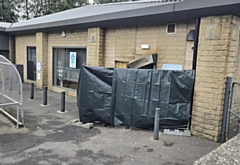 The car smashed into the Co-op store on Saturday