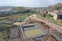 The flood storage reservoirs at the Gale site in Littleborough