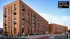 A CGI image of how the new housing development at Station Gardens could look