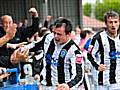 Ecstatic: Chris Dagnall celebrates his injury time winner