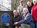 Milnrow Councillor Keith Swift unveils the plaque commemorating Tim Bobbin