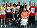 Rochdale Central Leisure staff with their NVQ awards alongside Mayor & Mayoress of Rochdale, Peter & Helen Evans