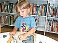 Boy in a library