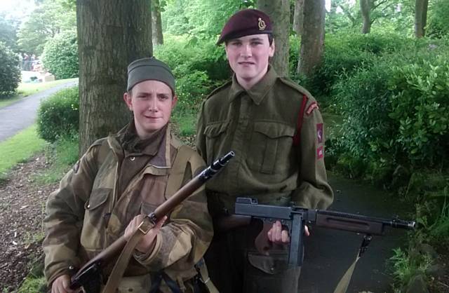 Soldiers patrolling the park.