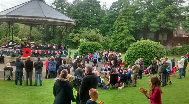 Wardle Anderson Brass Band entertaining the crowds in Hare Hill Park