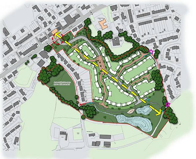 The proposed development of 110 homes on protected open land on New Street