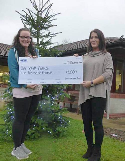 Shannon Clegg and Julie Dunkley raised £2000 for Springhill Hospice