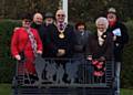 Cllr Janet Emsley, Littleborough resident John Broadbent, LEAF Chairman Steve Lister, Mayor Raymond Dutton, Cllr Rina Paolucci, Cllr Ann Stott and LEAF Vice Chairman John Kay at the Lancashire Day ceremony